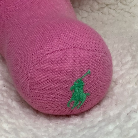 Ralph Lauren Polo 10 inch Plush Pink Bear Stuffed Animal w/Green Bow Toy - Picture 8 of 9